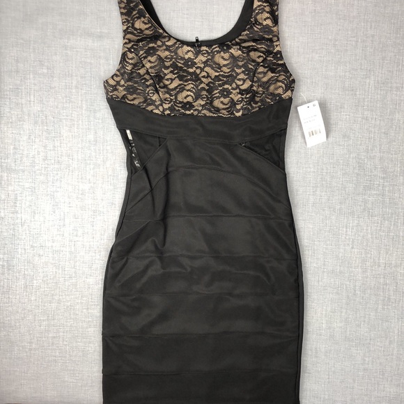 Crystal Doll Black Lace Bodycon Dress Juniors Sz 3 - Picture 2 of 6